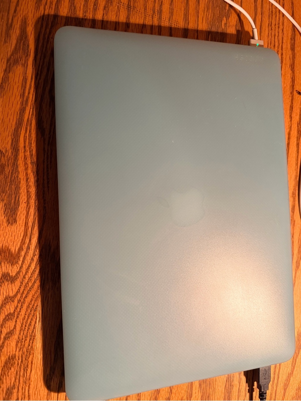 Apple Laptop with Light Blue Protective Case